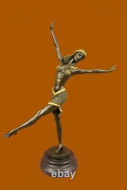 Signed Chair Dancer Chiparus Bronze Sculpture Statue Art Figurine Marble