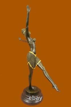 Signed Chair Dancer Chiparus Bronze Sculpture Statue Art Figurine Marble