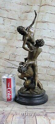 Signed Chair Viol From The Sabine Woman Bronze Marble Base Mythic Figurine