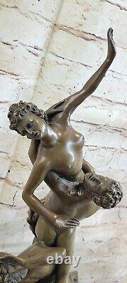 Signed Chair Viol From The Sabine Woman Bronze Marble Base Mythic Figurine