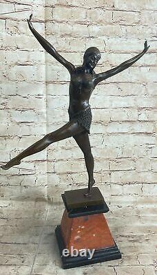 Signed Charming Gypsy Dancer Bronze Marble Statue Sculpture Figurine Fashion Nr