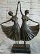"signed Chiparus Art Deco Dancer Bronze Sculpture Marble Statue Figurine"