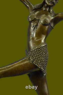 Signed Chiparus Charming Bronze Dancer Marble Statue Sculpture 24 Figure