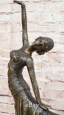 Signed Chiparus Charming Dancer Bronze Marble Statue Sculpture 17 Figurine.
