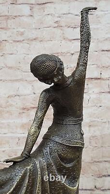 Signed Chiparus Charming Dancer Bronze Marble Statue Sculpture 17 Figurine