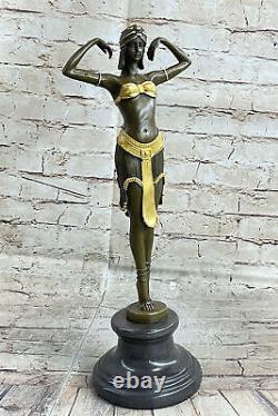 Signed Chiparus Charming Dancer Bronze Marble Statue Sculpture 19 Large Bust