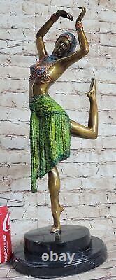 Signed Chiparus Charming Dancer Bronze Marble Statue Sculpture 23 Figure