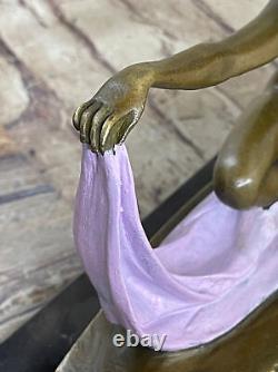 Signed Chiparus Charming Dancer Bronze Marble Statue Sculpture Gold 10 Opens