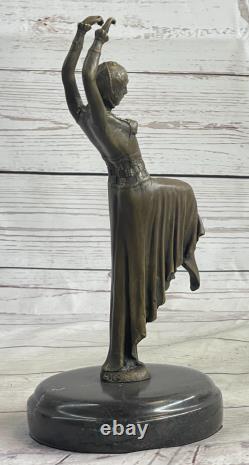 Signed Chiparus Erotic Pose Dancer Bronze Sculpture Statue Marble Base