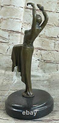 Signed Chiparus Erotic Pose Dancer Bronze Sculpture Statue Marble Figurine