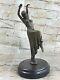Signed Chiparus Erotic Pose Dancer Bronze Sculpture Statue With Marble Base Opening