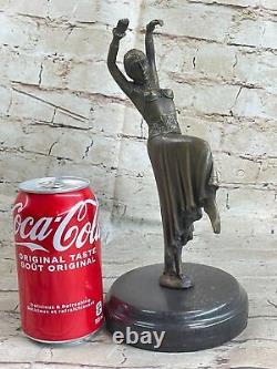 Signed Chiparus Erotic Pose Dancer Bronze Sculpture Statue with Marble Base Opening