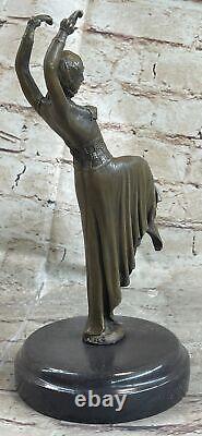 Signed Chiparus Erotic Pose Dancer Bronze Sculpture Statue with Marble Base Opening