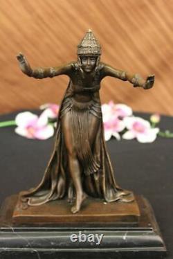 Signed D. H Chiparus, Bronze Art Deco Dancer Sculpture New Marble Figure