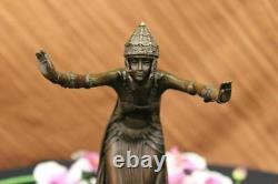 Signed D.H. Chiparus, Bronze Art Deco Dancer Sculpture on New Marble Figurine