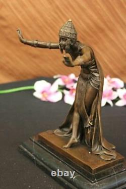 Signed D.H. Chiparus, Bronze Art Deco Dancer Sculpture on New Marble Figurine