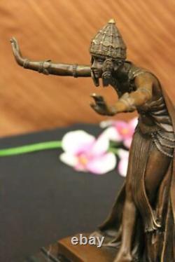 Signed D.H. Chiparus, Bronze Art Deco Dancer Sculpture on New Marble Figurine