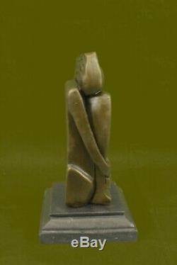 Signed Dali Abstract Female Bronze Marble Base Figurine Fonte Decor