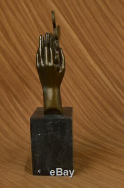 Signed Dali Abstract Female Sunshine Bronze Sculpture Marble Base Figure Decor