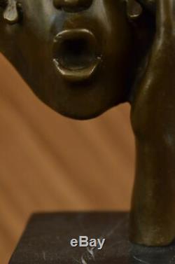 Signed Dali Abstract Female Sunshine Bronze Sculpture Marble Base Figure Decor