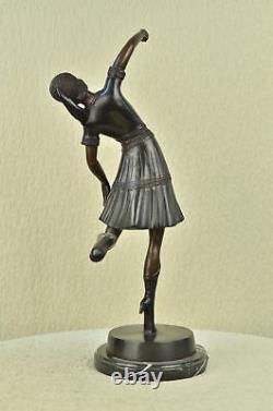 Signed Dancer Bronze Marble Statue Sculpture 22 Grand Figurine Art Deco