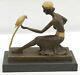 Signed Dancer Dancer With Bronze Pose Sculpture Figurine Marble Statue Art No.