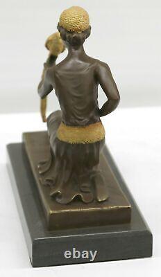 Signed Dancer Dancer with Bronze Pose Sculpture Figurine Marble Statue Art No.