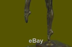 Signed Decor Russian Dancer Art Deco Bronze Sculpture Marble Base Statue Balance