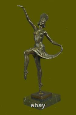 Signed Decoration Russian Dancer Art Deco Bronze Sculpture Marble Base Statue Sale
