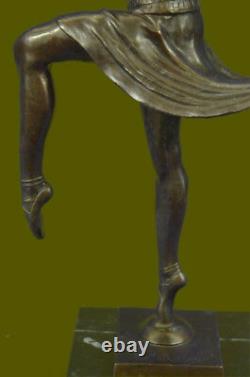 Signed Decoration Russian Dancer Art Deco Bronze Sculpture Marble Base Statue Sale