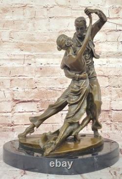 Signed Degas Tango Dancer Passion Dance Bronze Marble Art Deco Sculpture