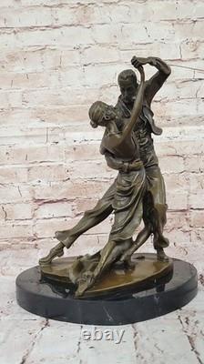 Signed Degas Tango Dancer Passion Dance Bronze Marble Art Deco Sculpture