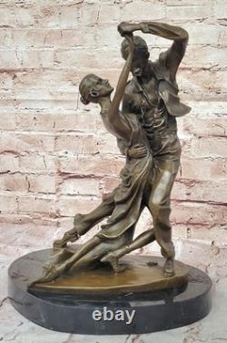 Signed Degas Tango Dancer Passion Dance Bronze Marble Art Deco Sculpture
