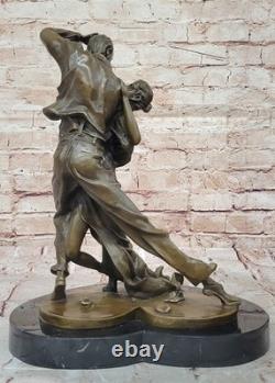 Signed Degas Tango Dancer Passion Dance Bronze Marble Art Deco Sculpture