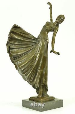 Signed Demetre Chiparus New Beautiful Dancer Bronze Marble Base Figure Ar