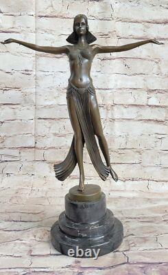 Signed Descomps Belly Dancer Bronze Marble Sculpture Cast Figurine Artwork