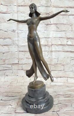 Signed Descomps Belly Dancer Bronze Marble Sculpture Cast Figurine Artwork