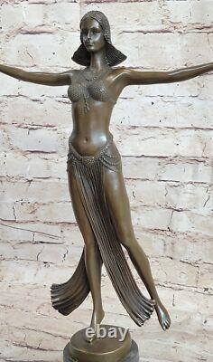 Signed Descomps Belly Dancer Bronze Marble Sculpture Cast Figurine Artwork