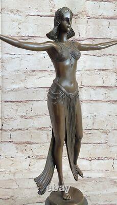 Signed Descomps Belly Dancer Bronze Marble Sculpture Cast Figurine Artwork