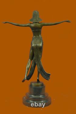 Signed Descomps Suit Dancer Bronze Marble Sculpture Font Figurine Decor Nr