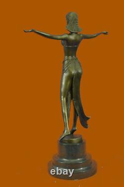 Signed Descomps Suit Dancer Bronze Marble Sculpture Hot Font Figure Nr