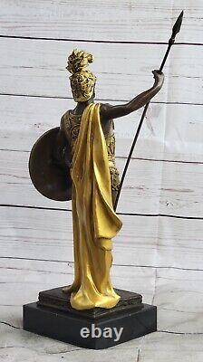 Signed Drouot Romain Soldier Bust Bronze Sculpture Marble Base Figure Art Deco