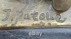 Signed Erotic Marble Nude Gay Man Cowboy Bronze Sculpture Statue