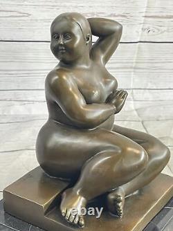 Signed Fernando Botero Young Girl Bronze Sculpture on Marble Base Modern Art