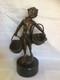 Signed Fin Suzanne Bizard Girl With Baskets French Bronze / Marble Figurine