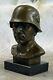 Signed Fisher German Soldier Warrior Bronze Marble Sculpture Statue Figure Decor