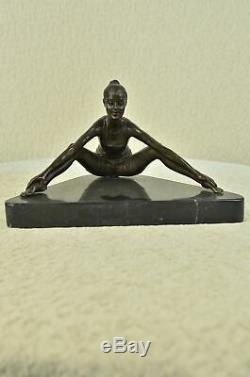 Signed Flesh Erotic Woman Figurine Statue Sculpture Bronze Marble Art Deco