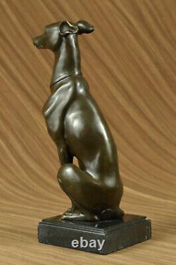 Signed Fonte Italian Lévrier Bronze Sculpture Marble Base Figure Art Sale