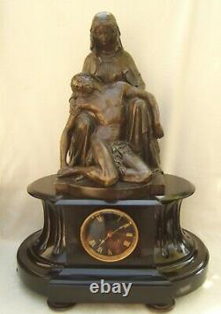 Signed Former Pendulum Bronze Marble Statue James Pradier 1790-1852 Pieta