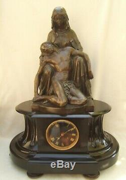 Signed Former Pendulum Bronze Marble Statue James Pradier 1790-1852 Pieta